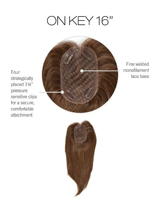 16" On Key | Human Hair Lace Front (Mono Top) Topper by Raquel Welch
