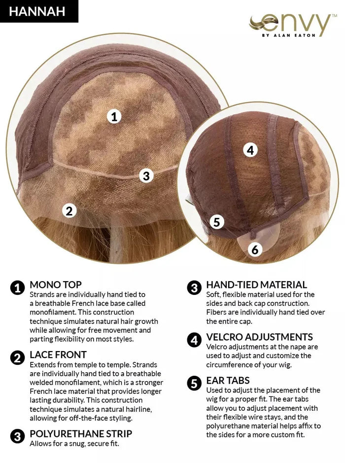 Hannah | Human Hair Lace Front, Hand-Tied (Mono Top) Wig by Envy