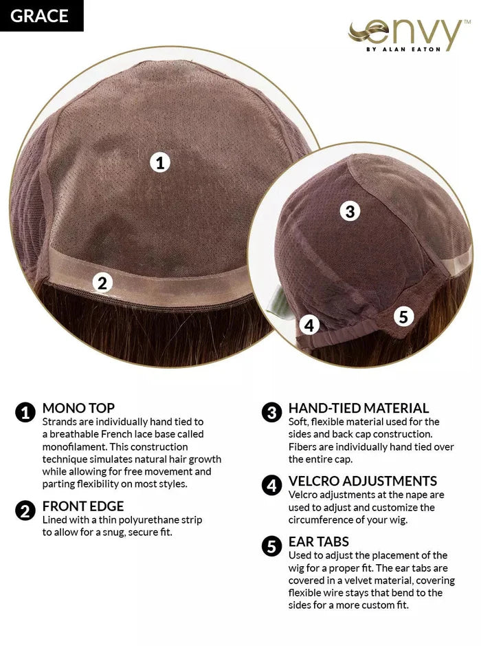 Grace | Human Hair/Synthetic Blend Hand-Tied (Mono Top) Wig by Envy