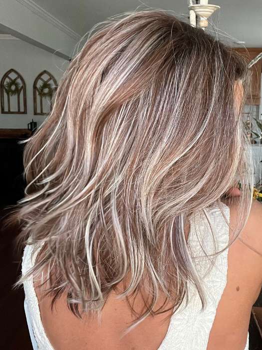 Dazzlling Wavez | SALE | Heat Friendly Synthetic Extended Lace Front (Lace Part) Wig by René of Paris | (2) SNOWY UMBER-R & CREAMY TOFFEE