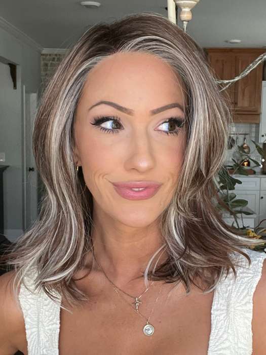 Dazzlling Wavez | SALE | Heat Friendly Synthetic Extended Lace Front (Lace Part) Wig by René of Paris | (2) SNOWY UMBER-R & CREAMY TOFFEE