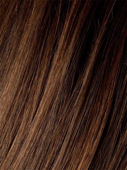 Color Chocolate-Rooted = Medium to Dark Brown base with Light Reddish Brown highlights and Dark Roots